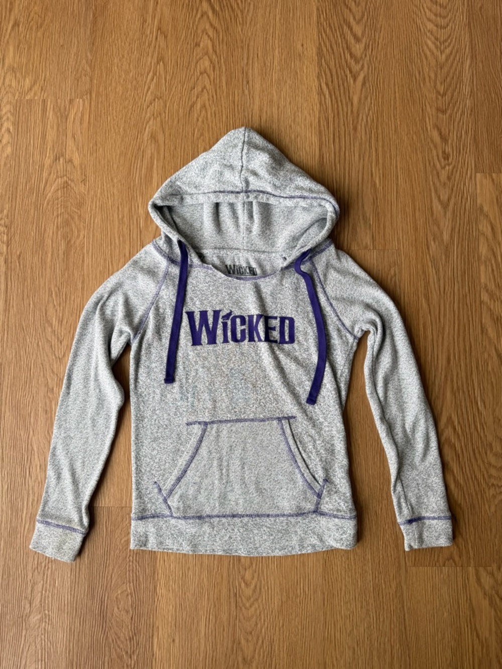 Wicked Musical Hoodie Gray Purple Logo Broadway Theater Souvenir Sweatshirt XS